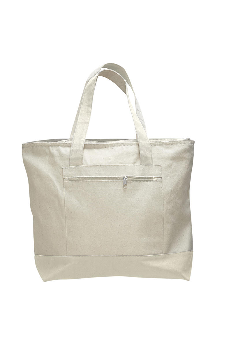 Q-Tees 100% Cotton Zipper Tote with Color Handles | McCrearys-Tees-