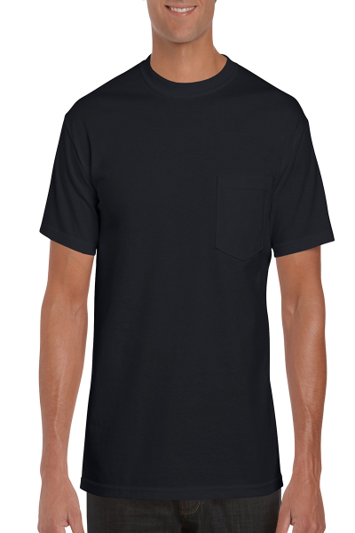 Gildan Men's Collar Double Needle Pocket Knit T-Shirt, Black, S