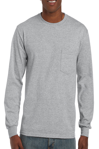 Gildan Ultra Cotton Adult Long Sleeve T-Shirt with Pocket